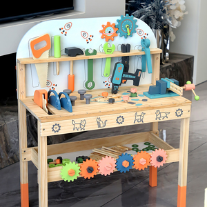 Soporte de herramienta de reparación realista de madera para niños, juego de juguete de apriete de tornillo multifuncional para juegos de simulación y fines educativos - Product Image 3