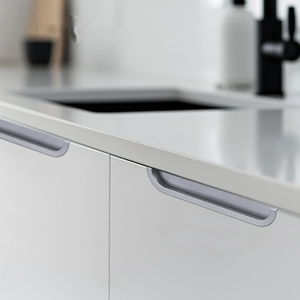 Loquet dissimulé à demi-cercle à longue poignée pour tiroir coulissant, style moderne, sans fente, en aluminium, pour porte d'armoire, armoire, commode, cuisine - Product Image 3