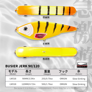 Esche Artificiali JERK BAIT 90mm/25g 120mm/50g, Esche Dure a Lenta Affondamento in Materiale ABC per Pesca in Acqua Salata - Product Image 3