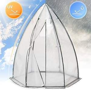 160x160x180cm Mini <span class=keywords><strong>serre</strong></span> moderne renforcé 135g/m2 couverture blanche Nature jardin <span class=keywords><strong>d</strong></span>'hiver extérieur <span class=keywords><strong>petite</strong></span> maison de culture pour tomates - Product Image 5