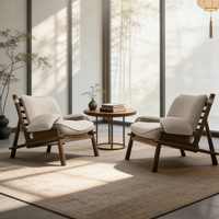 Fauteuil en bois massif de luxe moderne, style nordique, salon, canapé une place, fauteuil confortable inclinable pour hôtel, maison