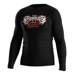 Rashguard d'entraînement industriel extrême à séchage rapide, haute résistance, extensible, UPF50+, avec lettrage inspiré du rock - Product Image 1