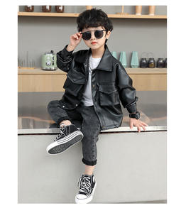 Blouson de moto en cuir pu pour enfants, col rabattu, garçon, nouvelle collection <span class=keywords><strong>printemps</strong></span> - Product Image 5