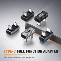 Adaptateur d'extension USB 4.0 USB-C mâle vers femelle, angle droit 90 degrés, en alliage d'aluminium, 80 Gbit/s, alimentation CC certifiée pour ordinateur portable