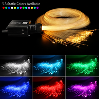 Kit d'éclairage étoilé à fibres optiques YD 16W 13 couleurs RGBW 12V avec application et télécommande pour plafond de voiture, éclairage intérieur LED