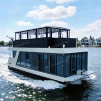 Nouveau design 2026 : Bateau-maison à couverture intégrale avec terrasse et barbecue pour fêtes, bateau ponton pour la mer, bateau-maison d'occasion