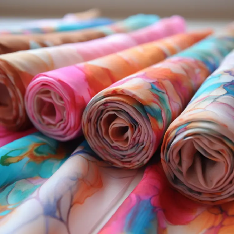 Großhandel Polyester Stoff Chiffon Pure Silk Roll für benutzer definierte Blumen druck Kleid