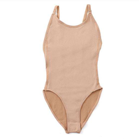 Vente en gros de justaucorps de danse de ballet couleur chair en spandex pour enfants et filles, avec bretelles réglables de haute qualité, pour l'entraînement