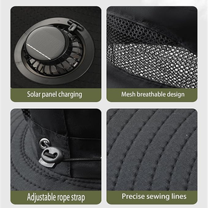Topi Memancing Bertepi Lebar yang Dapat Diisi Ulang dengan Kipas Tenaga Surya untuk Berkemah, Dilengkapi 2 Panel Surya & Perlindungan UV untuk Pria Wanita - Product Image 5