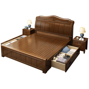 Factory Wholesale <b>Storage</b> <b>Bed</b> Frame Wooden Modern Furniture Size King <b>Double</b> Wood <b>Beds</b> MU11 <b>Storage</b> <b>Bed</b> MU11 - Product Image 3