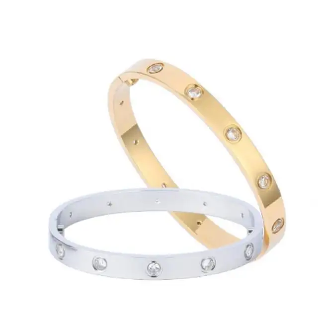 High Quality Top Cartierred Fashion Bracelets Stainless Steel Luxury Jewelry Diamond 18k Gold Bangle Brand Inoxydable Jewelry