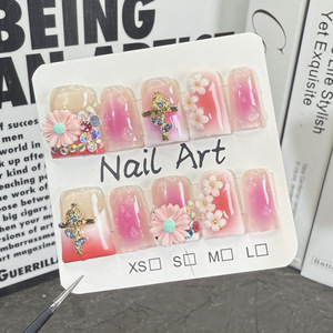 Diseño exclusivo <span class=keywords><strong>de</strong></span> lujo 10PCS Prensa acrílica <span class=keywords><strong>Uñas</strong></span> artificiales hechas a mano Mariposa - Product Image 5