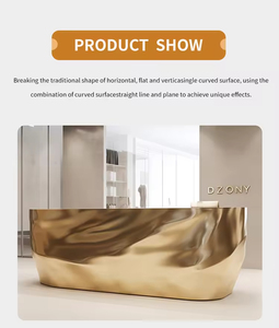 Mostrador de Recepción Extensible con Espejo Curvo de Diseño Moderno para Salón de Belleza, Impresión 3D, Aspecto de Acero Inoxidable, para Uso en Centros Comerciales y Hoteles - Product Image 4