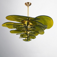 Lustre en verre vert style Murano, suspension artistique soufflée à la main pour salon et salle à manger
