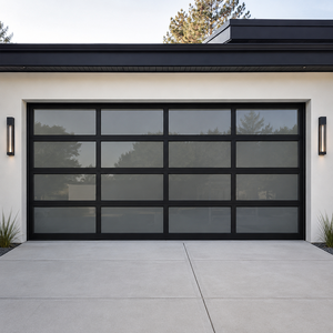 <span class=keywords><strong>Porte</strong></span> <span class=keywords><strong>de</strong></span> <span class=keywords><strong>garage</strong></span> <span class=keywords><strong>sectionnelle</strong></span> <span class=keywords><strong>motorisée</strong></span> en aluminium et verre <span class=keywords><strong>de</strong></span> luxe, vitrage trempé, couleur personnalisée pour villa résidentielle - Product Image 3