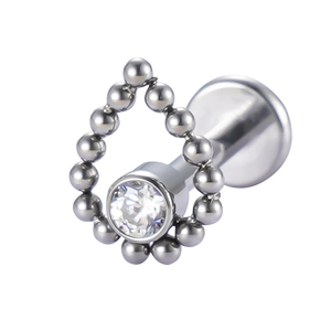 ASTM F136 titanio internamente roscado forma de lágrima bolas racimo con CZ bisel conjunto centavo tachuelas nariz oreja anillo cuerpo joyería - Product Image 3