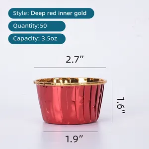 GDMEI Thick Gold And Silver Cake Cupcakes Aluminum Foil Container Medium Large Cake High Temperature Baking Cup Cakes