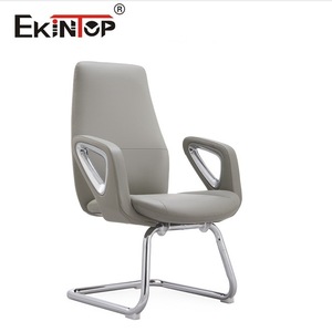   Chaise de bureau de direction en cuir gris clair, ergonomique, réglable en hauteur, avec roulettes, pour usage domestique ou professionnel - Product Image 2