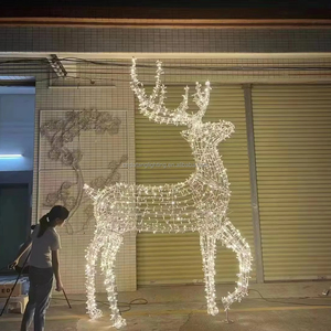 Décoration de Noël et d'Halloween lumineuse en forme de renne à LED, grand modèle blanc, avec cadre en fer IP65 pour extérieur, 220V, facile à installer - Product Image 1