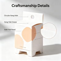 Boîte en carton blanc personnalisée avec trou de suspension, acceptant les commandes d'échantillons, boîte recyclable pour l'emballage et la présentation de produits en vente au détail