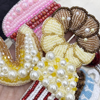 Patchs 3D cousus à la main Style purement cousu Popcorn Donuts Tasses à thé Desserts Accessoires pour vêtements Chaussures Chapeaux Perles Appliqued