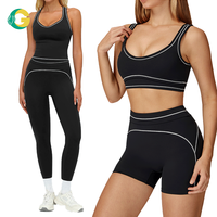 Conjunto Deportivo de Dos Piezas para Mujer, Ropa Deportiva Informal, Diseño Sólido con Logotipo Frontal para el Gimnasio