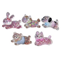 AB Lijm Harsen Patches Handgemaakte Materialen Crème Glitter Pailletten Gefacetted Konijn Kat Paard Beer DIY Haarclips Dieren-thema