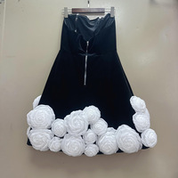 Robe Courte Florale Femme en Liquidation – Seulement 1 Pièce – Nouvelle Robe d'Été Élégante sans Bretelles – Robes de Soirée Florales Sexy sans Bretelles pour Femme