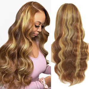 Vente en gros 13x4 pleine dentelle vague de corps avant perruque <span class=keywords><strong>blonde</strong></span> couleur transparente dentelle frontale perruque haute densité sans colle 613 perruque de cheveux humains - Product Image 4