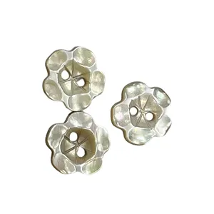 2 Holes Flower Shape Natural Trocas Shell Buttons