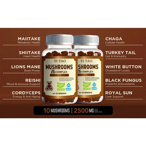 Mushroom Gummies with Reishi, Lion's Mane & Cordyceps, Immune Support & Focus Blend, Vegan, Non-GMO, 60-Count - Product Image 3