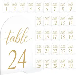 30 Sätze Bogen Acryl Zeichen Gold gedruckt 1-30 Tischs childer mit Ständern Kalligraphie Clear Table Number Display Stand für Wedding De