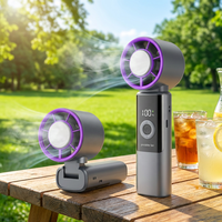 Ventilateur de poche USB portable numérique rechargeable 2026 pour l'été, mini-ventilateur de refroidissement à glace, réglable sur 5 vitesses