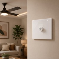 Bouton de commande de vitesse de ventilateur progressif, panneau mural dissimulé 120, 16A 250V PC blanc brillant, protection contre la surchauffe pour chambre d'hôtes