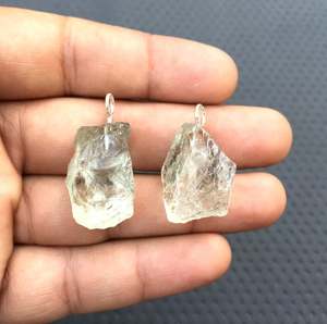 Impressionnant qualité belle 2 pièces pendentif en argent sterling 92.5 pierre précieuse améthyste verte naturelle non traitée brute - Product Image 4