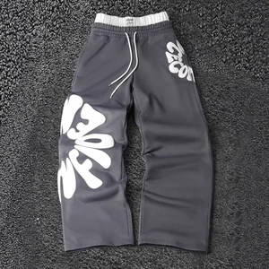 <span class=keywords><strong>Pantalon</strong></span> décontracté unisexe à taille élastique 2026 Hip Hop Rock Streetwear avec imprimé lettres en relief, coupe ample et rembourré, collection Printemps - Product Image 3
