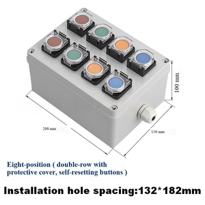 Boîtier de boutons à réinitialisation automatique à 8 voies avec couvercle de protection, station de contrôle industrielle à double rangée résistante aux intempéries IP65, boîtier de boutons - Product Image 2