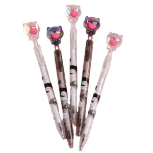 2024 New Design Acrylic Heart Kitty Cute Style Kawaii Gel Pen For Kids Students Cute Office Stationery Cute Pen