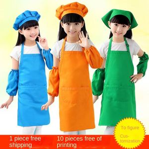 Custom Printed Blank Child Garden Chef <b>Apron</b> <b>Waterproof</b> Organic Cotton Painting Kitchen School Cooking Kids Gear - Product Image 2