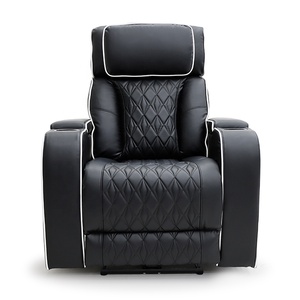Fauteuil inclinable électrique en cuir Geeksofa pour home cinéma avec rangement dans les accoudoirs et porte-gobelets pour salon - Product Image 2