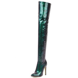Stylish 12cm High-Heeled Boots Women OverKnee Thigh High Boots Snakeskin Print Stiletto <b>Shoes</b> Winter Long Night Club Boots - Product Image 1