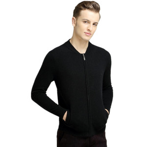 OEM <span class=keywords><strong>Cardigan</strong></span> en cachemire à col de baseball avec fermeture éclair complète personnalisé pour hommes <span class=keywords><strong>Cardigan</strong></span> en cachemire mélangé de <span class=keywords><strong>laine</strong></span> pour hommes - Product Image 5
