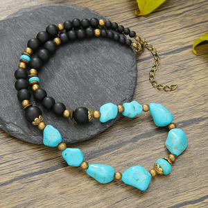 Collier tendance pour homme en turquoise, style hip-hop, artisanal, perles irrégulières, idéal pour un cadeau - Vente en gros JD GEMS - Product Image 4