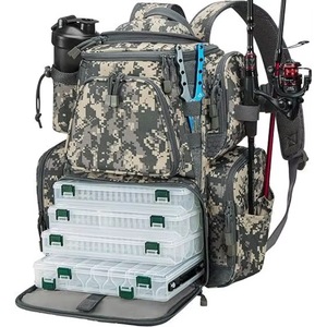 Sac à dos de pêche avec porte-canne et porte-équipement, léger, résistant à l'eau, pour le rangement des accessoires de pêche en extérieur - échantillon gratuit - Product Image 1