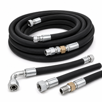 Tuyau tressé noir haute pression avec raccords mâles, flexible et renforcé pour eau/air/gaz, épaisseur de paroi 4,5 mm, 0-50°C CN
