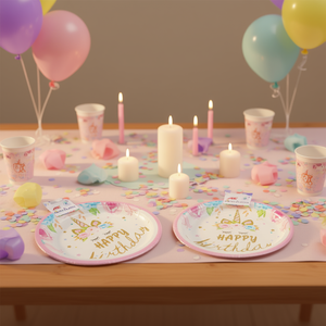 Platos de papel desechables Eb Unicorn, vajilla redonda de 10 pulgadas para celebración de cumpleaños, respetuosos con el medio ambiente, juego de 6 piezas - Product Image 2