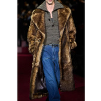 Manteaux et vêtements d'extérieur pour hommes grandes tailles du fabricant : Vestes d'hiver modestes avec grand col, manteau long et moelleux en fausse fourrure à grand col pour hommes