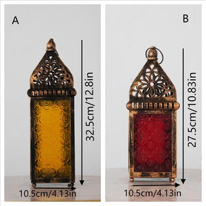 Farol de Hierro Forjado Estilo Vintage Marroquí, Portavelas de Aromaterapia con Vidrio Teñido, Adorno Decorativo Creativo de Estilo Europeo - Product Image 3