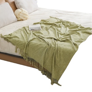 Soft and Cozy Chenille Rectangular <b>Throw</b> Blanket With Tassel <b>for</b> Sofa & <b>Bed</b> Living Room - Product Image 3