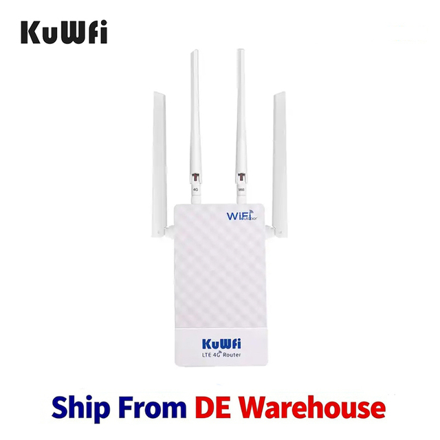 Germany Stock KuWFi 300Mbps Wireless Router 4g B17 48V POE Waterproof Shell 4g Lte Outdoor Sim 4g Lte Router for Ip Camera